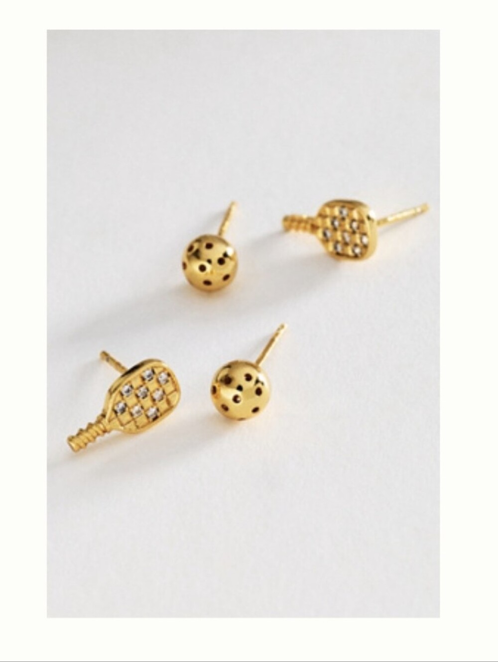 Anthropologie Pickleball Set Of 2 Paddle & Ball Stud Earring Set New With Tags